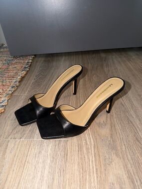 Lemonade Black Square-Toe High Heel Mule